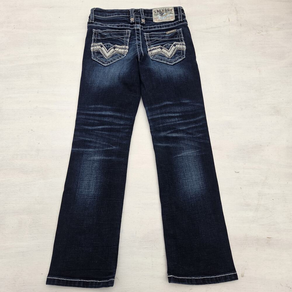Salvage Supply Co. Buckle Jeans, Reckless Straight, Youth Size 8 Whiskers - Picture 6 of 10